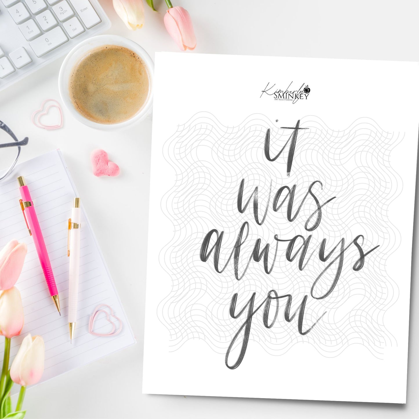 “It Was Always You” Hand Lettered Phrase | Printable Word Art Template