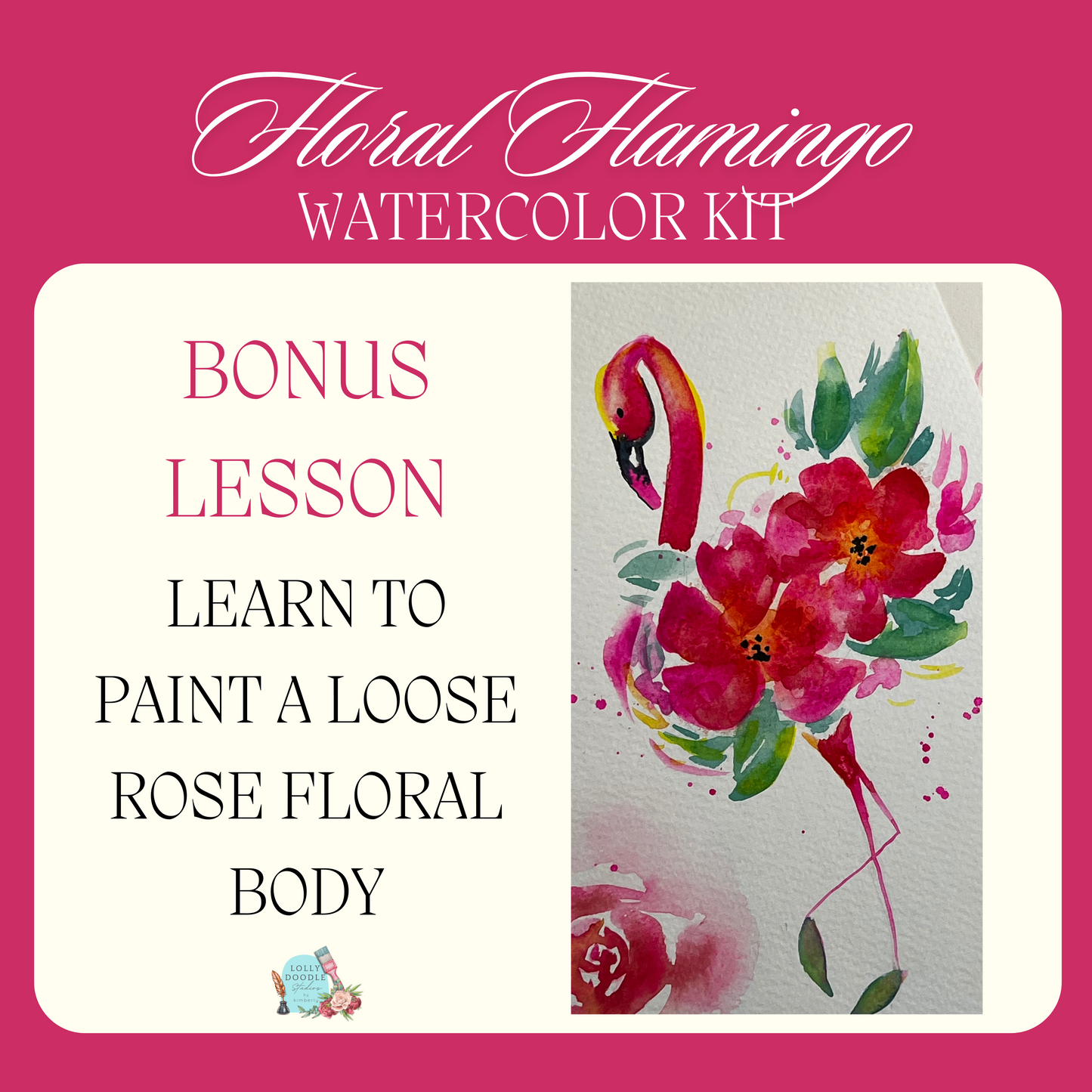 Floral Flamingo Watercolor & Lettering Kit