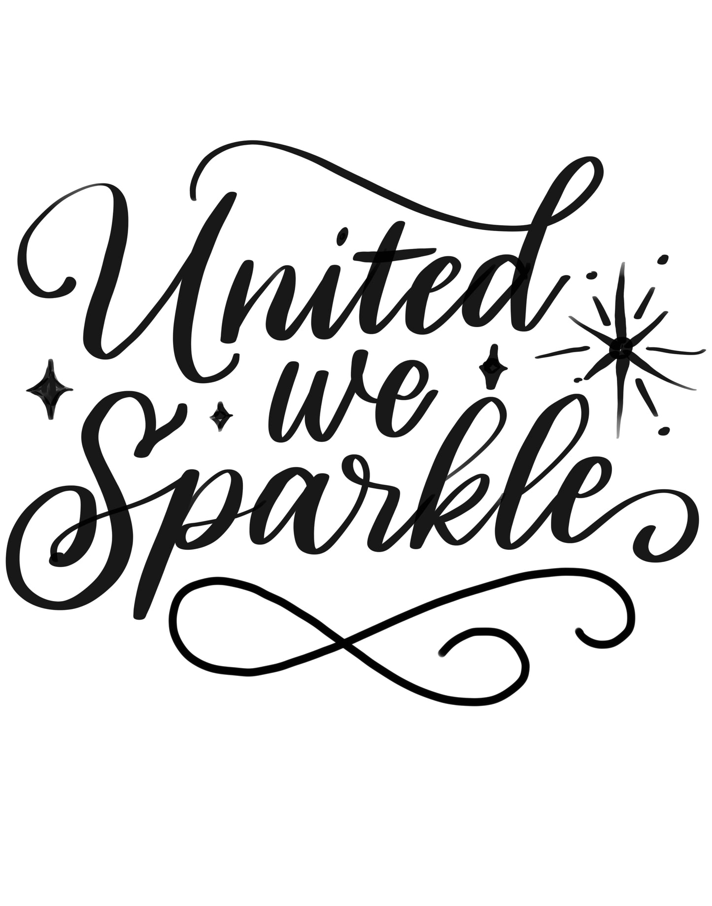 “United We Sparkle” Patriotic Lettered Phrase | Americana Printable Word Art Template