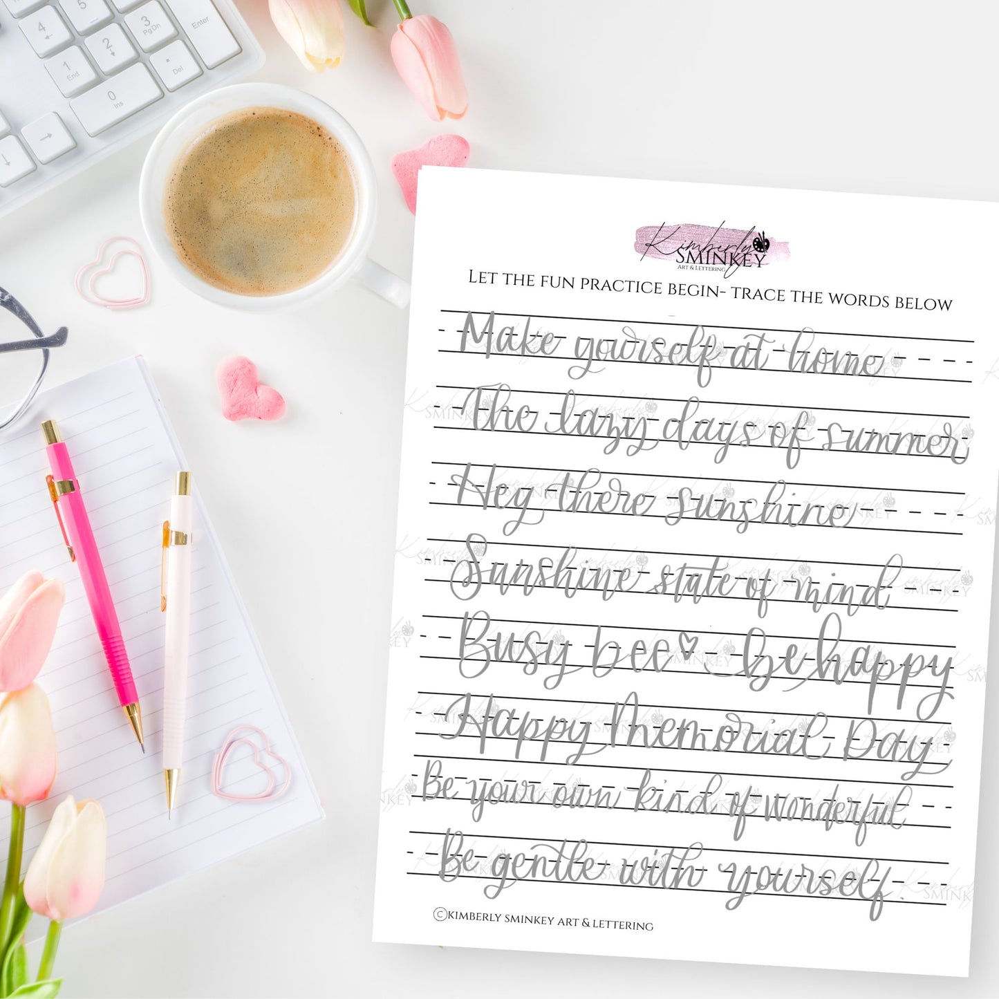 Summer & Bee Themed Punny & Fun Lettering Phrases | One-Page Creative Practice Download