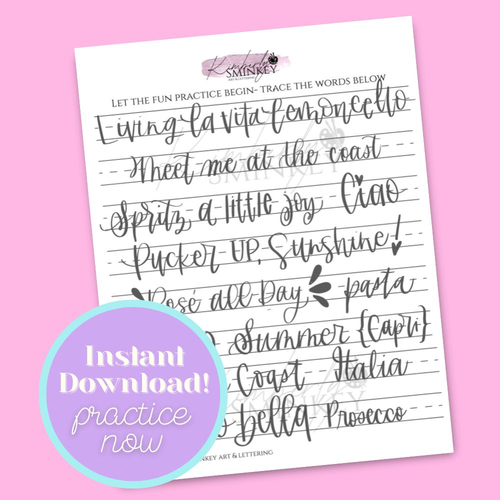 Living La Vita Lemoncello - Amalfi Coast inspired Fun Punny Lettering Phrases| One-Page Creative Practice Download