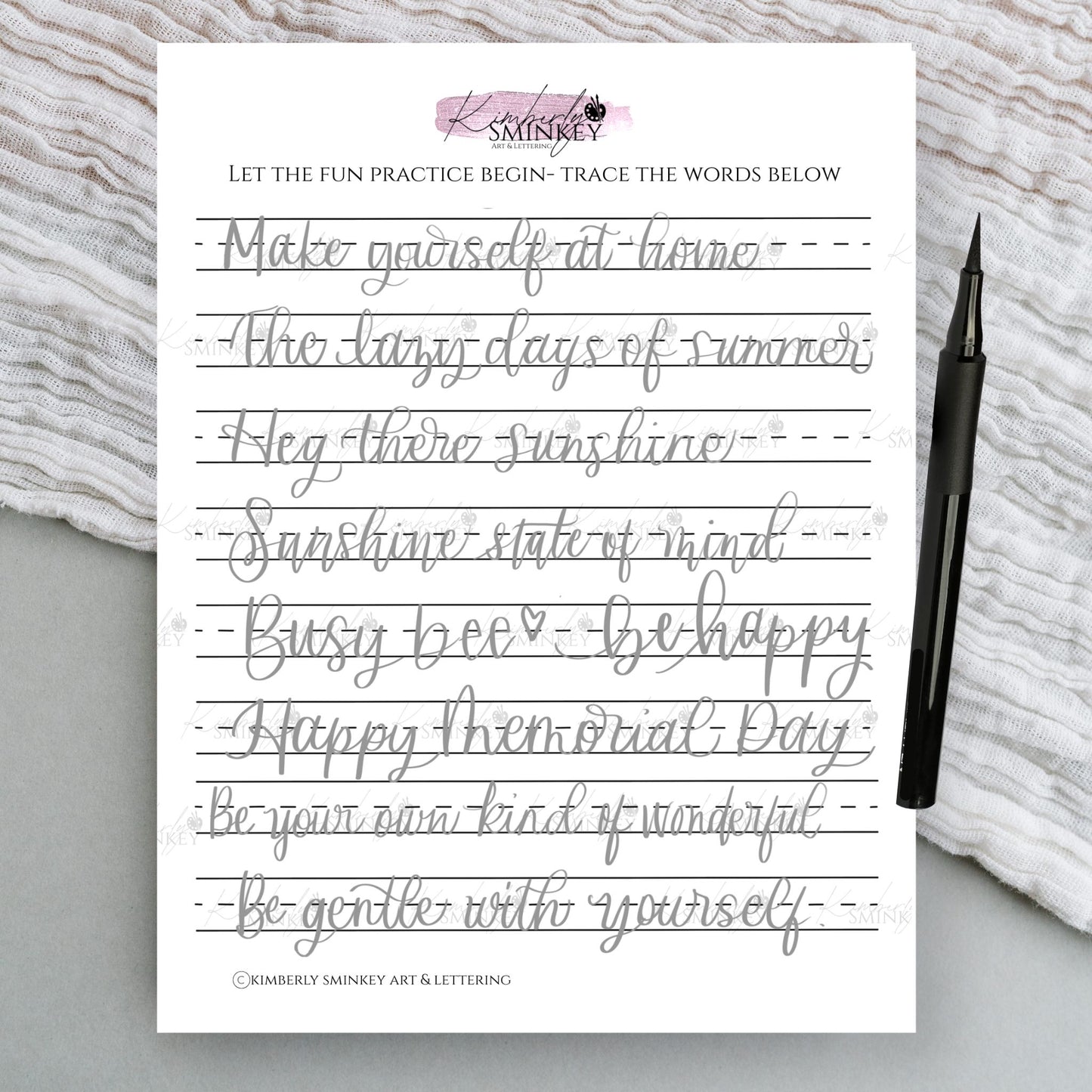 Summer & Bee Themed Punny & Fun Lettering Phrases | One-Page Creative Practice Download