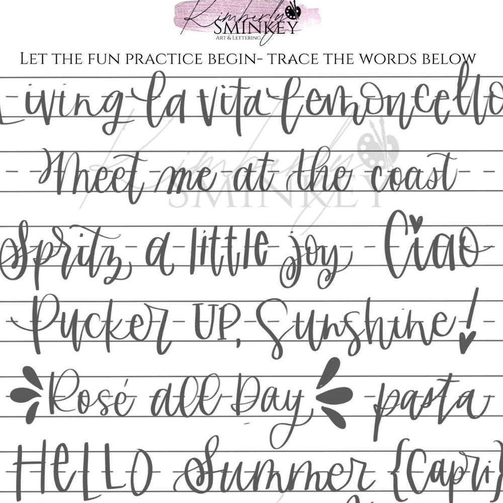 Living La Vita Lemoncello - Amalfi Coast inspired Fun Punny Lettering Phrases| One-Page Creative Practice Download