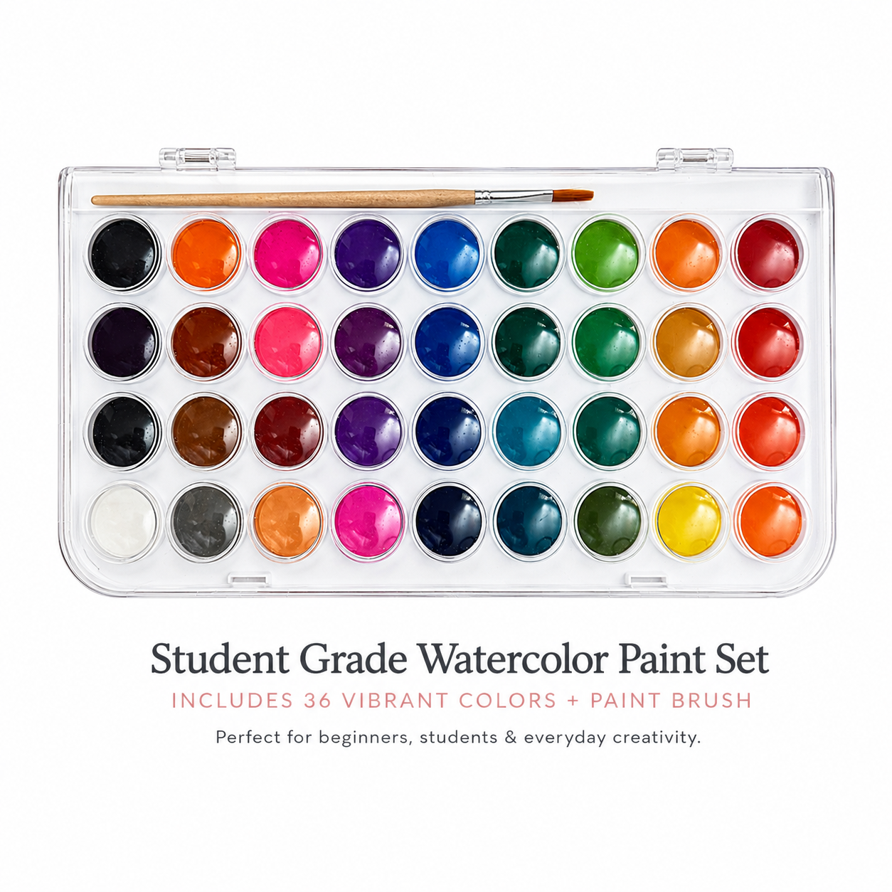Student Grade Watercolor Paint Set | 36 Colors + Paint Brush