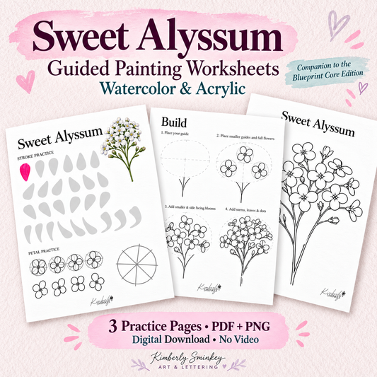 Sweet Alyssum Guided Flower Guided Painting — Watercolor & Acrylic