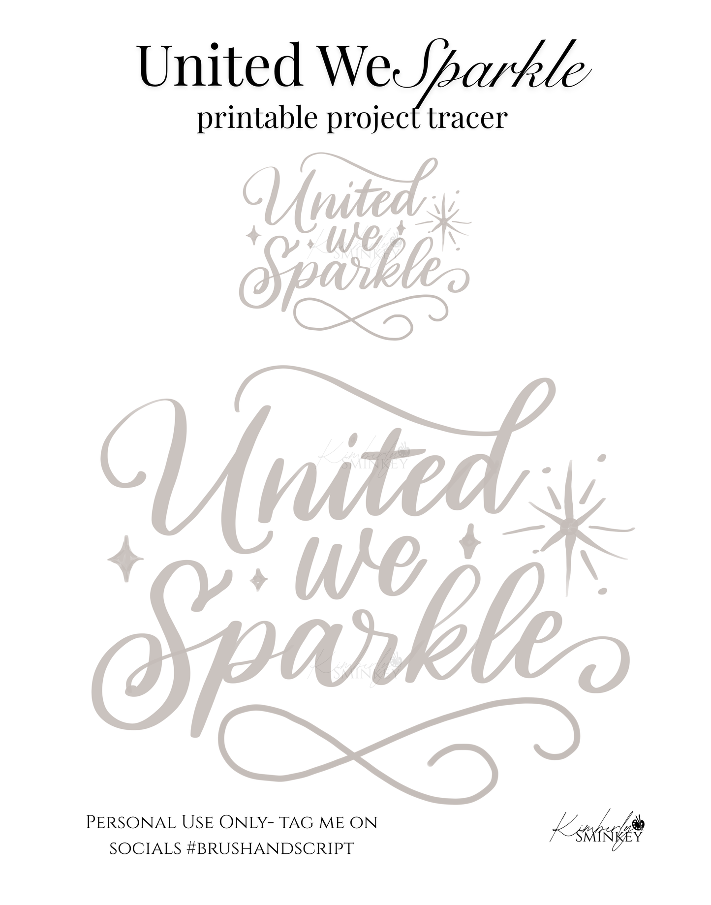 “United We Sparkle” Patriotic Lettered Phrase | Americana Printable Word Art Template